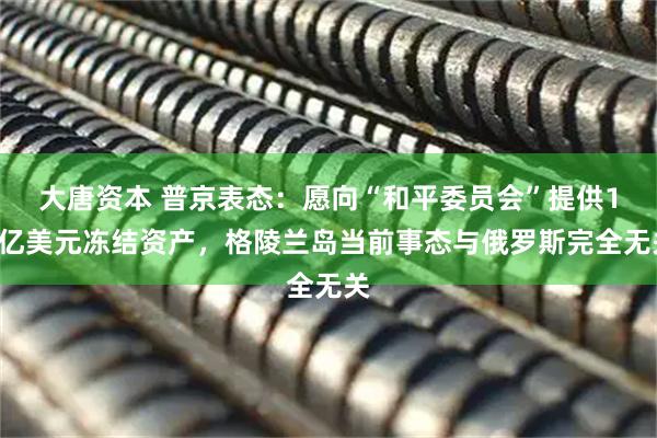 大唐资本 普京表态：愿向“和平委员会”提供10亿美元冻结资产，格陵兰岛当前事态与俄罗斯完全无关