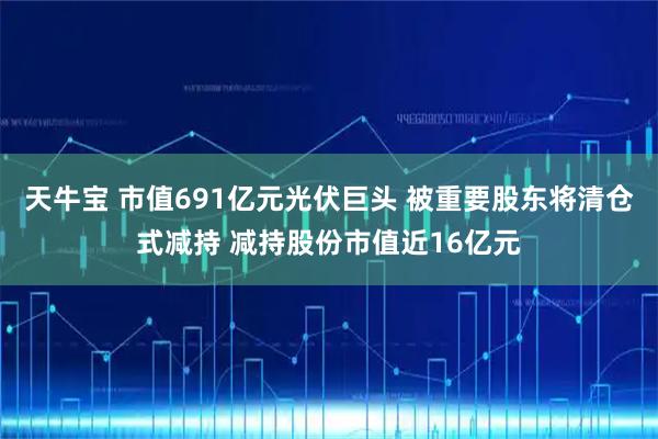 天牛宝 市值691亿元光伏巨头 被重要股东将清仓式减持 减持股份市值近16亿元