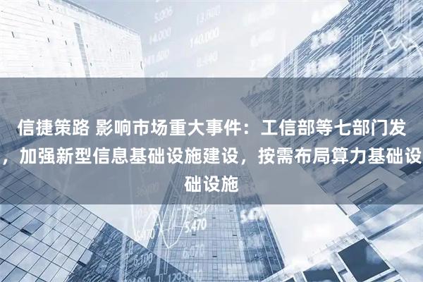 信捷策路 影响市场重大事件：工信部等七部门发文，加强新型信息基础设施建设，按需布局算力基础设施